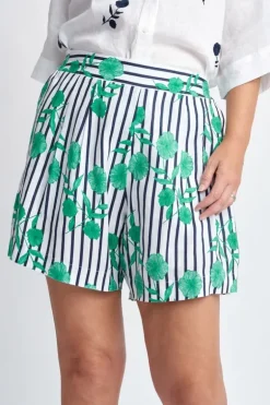 Goondiwindi Linen Shorts In Green Aquador Print