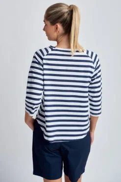 Goondiwindi Stripe Raglan Tee In Navy