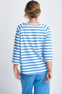 Goondiwindi Stripe Raglan Tee In Regatta