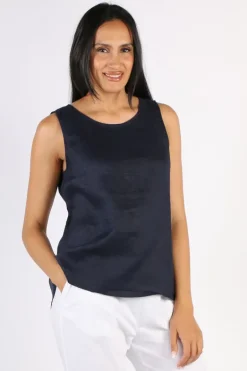 Gordon Smith Bianca Back Button Tank In Navy