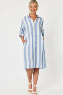 Gordon Smith Hamptons Stripe Dress In Blue