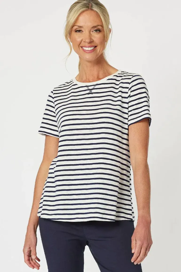 Gordon Smith Short Sleeve Striped Tee In Navy