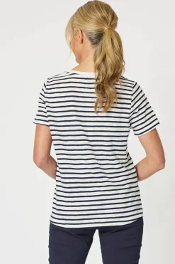 Gordon Smith Short Sleeve Striped Tee In Navy