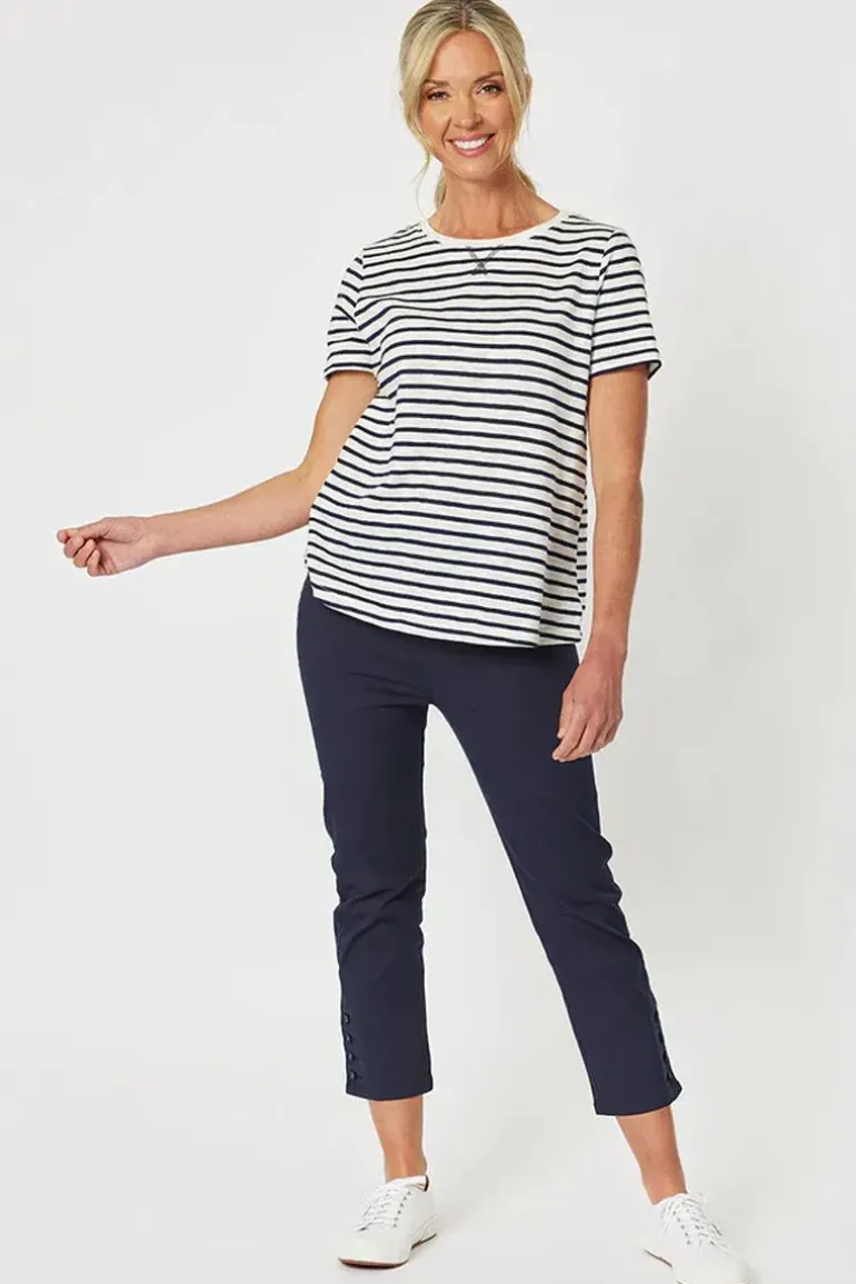 Gordon Smith Short Sleeve Striped Tee In Navy