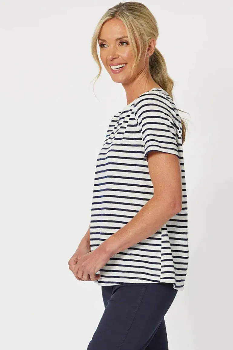 Gordon Smith Short Sleeve Striped Tee In Navy