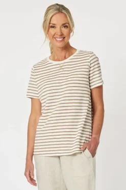 Gordon Smith Short Sleeve Striped Tee In Natural