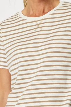 Gordon Smith Short Sleeve Striped Tee In Natural