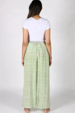 Green Chevron Silk Palazzo Pant By Anupamaa