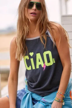 Hammill & Co Ciao Rib Tank In Charcoal