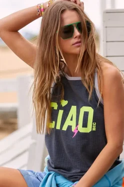 Hammill & Co Ciao Rib Tank In Charcoal