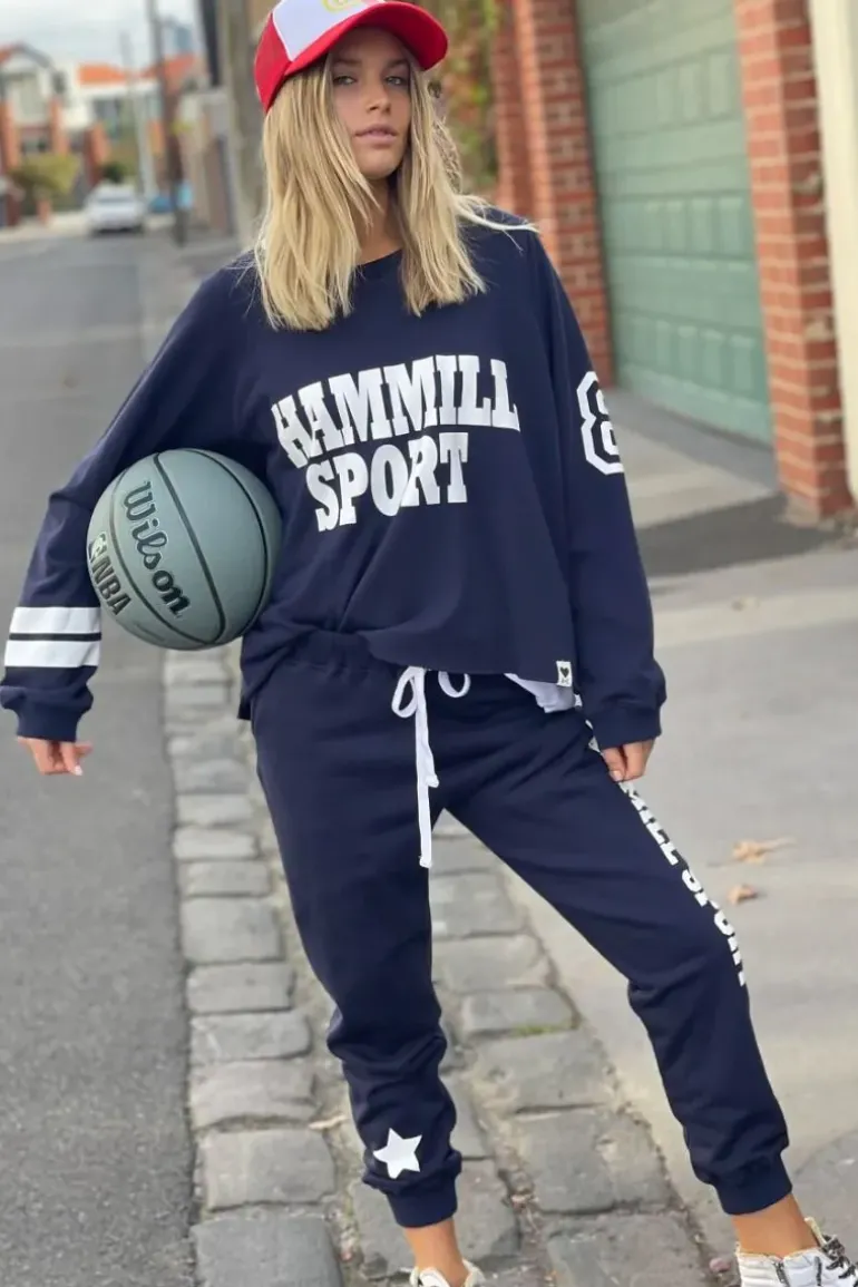 Hammill & Co Sport Sweat Pant In Navy