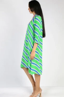 Harmonica Stripe Dress In Green By Anupamaa