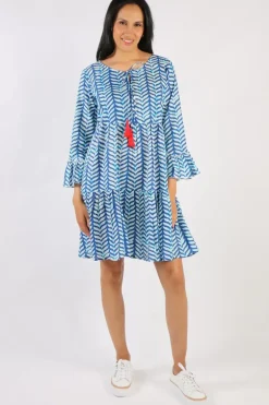 Holmes And Fallon Shibori Midi Dress In Blue