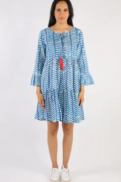 Holmes And Fallon Shibori Midi Dress In Blue