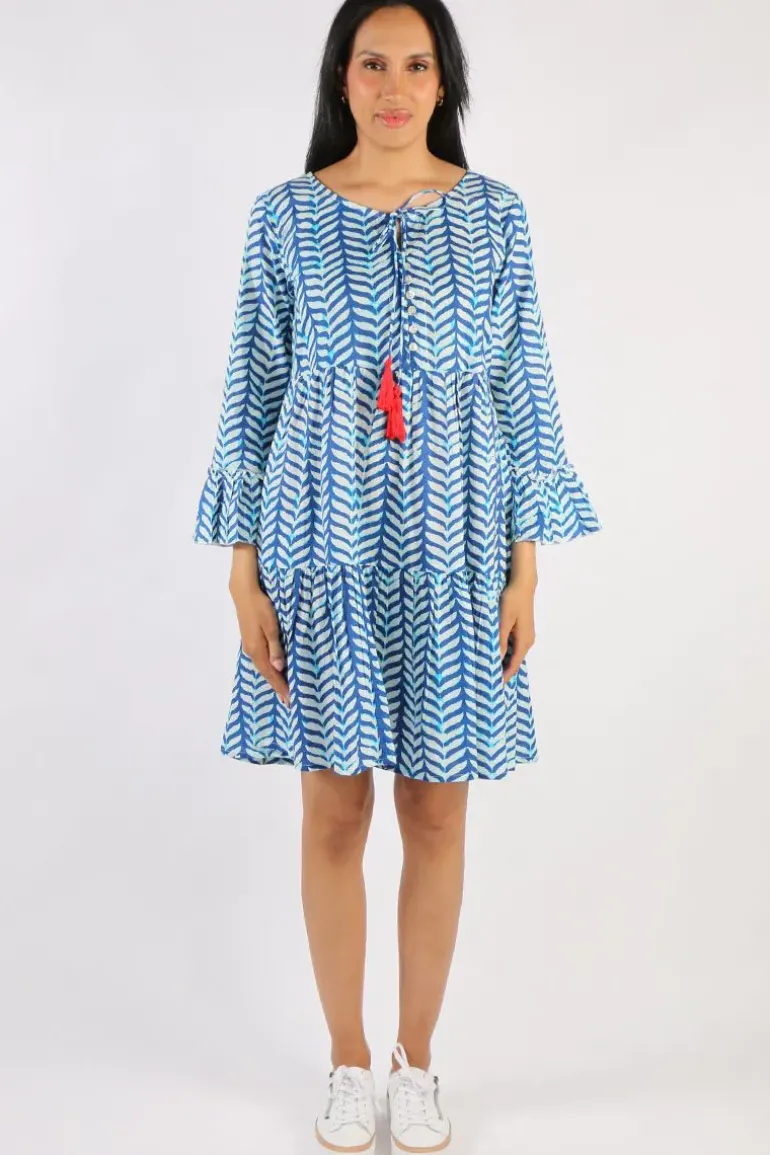 Holmes And Fallon Shibori Midi Dress In Blue