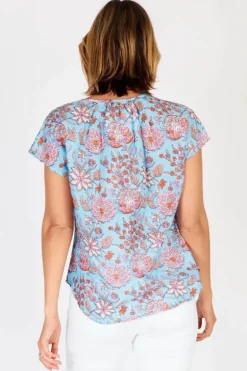 Ibisa Cancun Printed Top In Lagoon