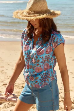 Ibisa Cancun Printed Top In Lagoon