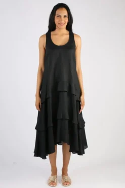Illium Sleeveless Ruffle Dress In Black