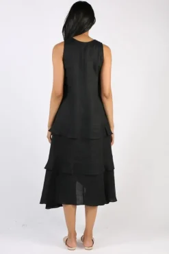 Illium Sleeveless Ruffle Dress In Black