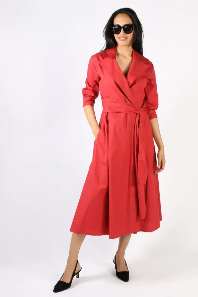 Illium Wrap Dress In Deep Red