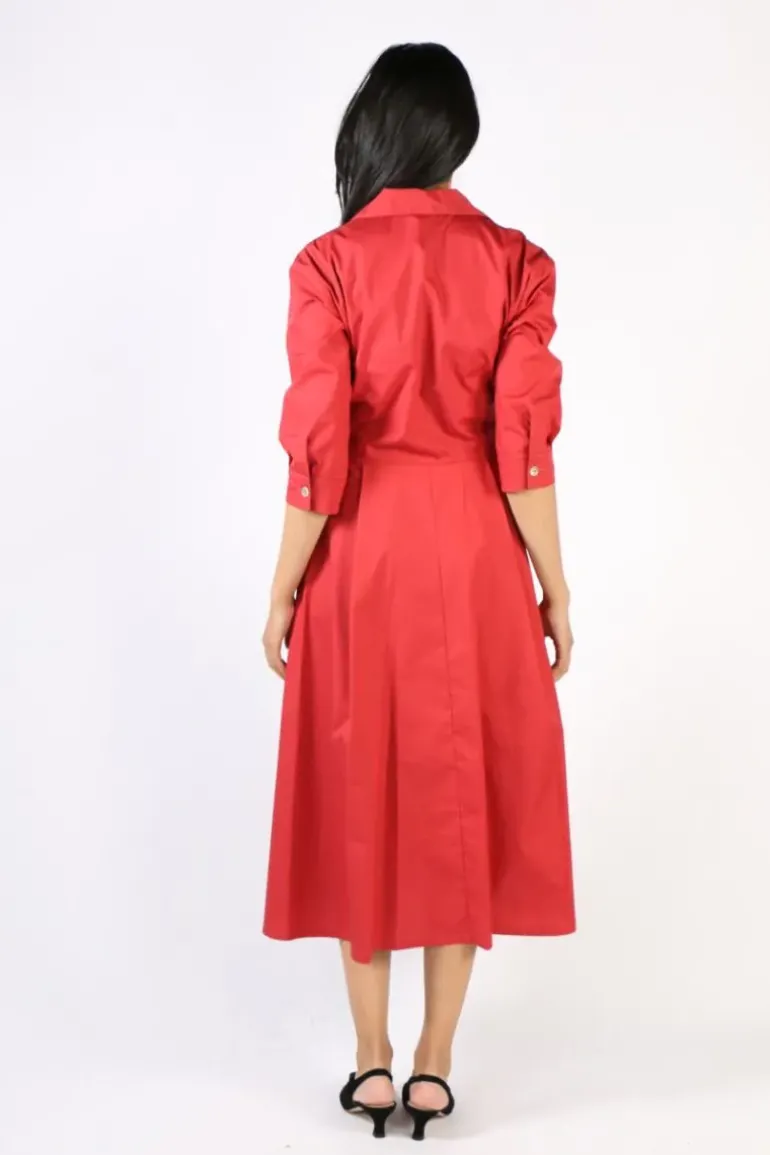 Illium Wrap Dress In Deep Red