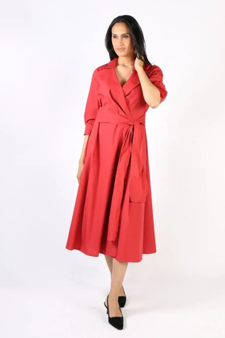 Illium Wrap Dress In Deep Red