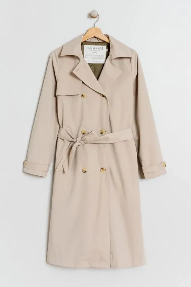 Indi & Cold Classic Trench Coat In Natural