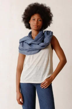 Indi & Cold Cotton Edged Scarf In Grey