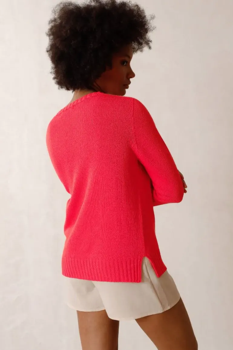Indi & Cold Cotton Knit Sweater In Red