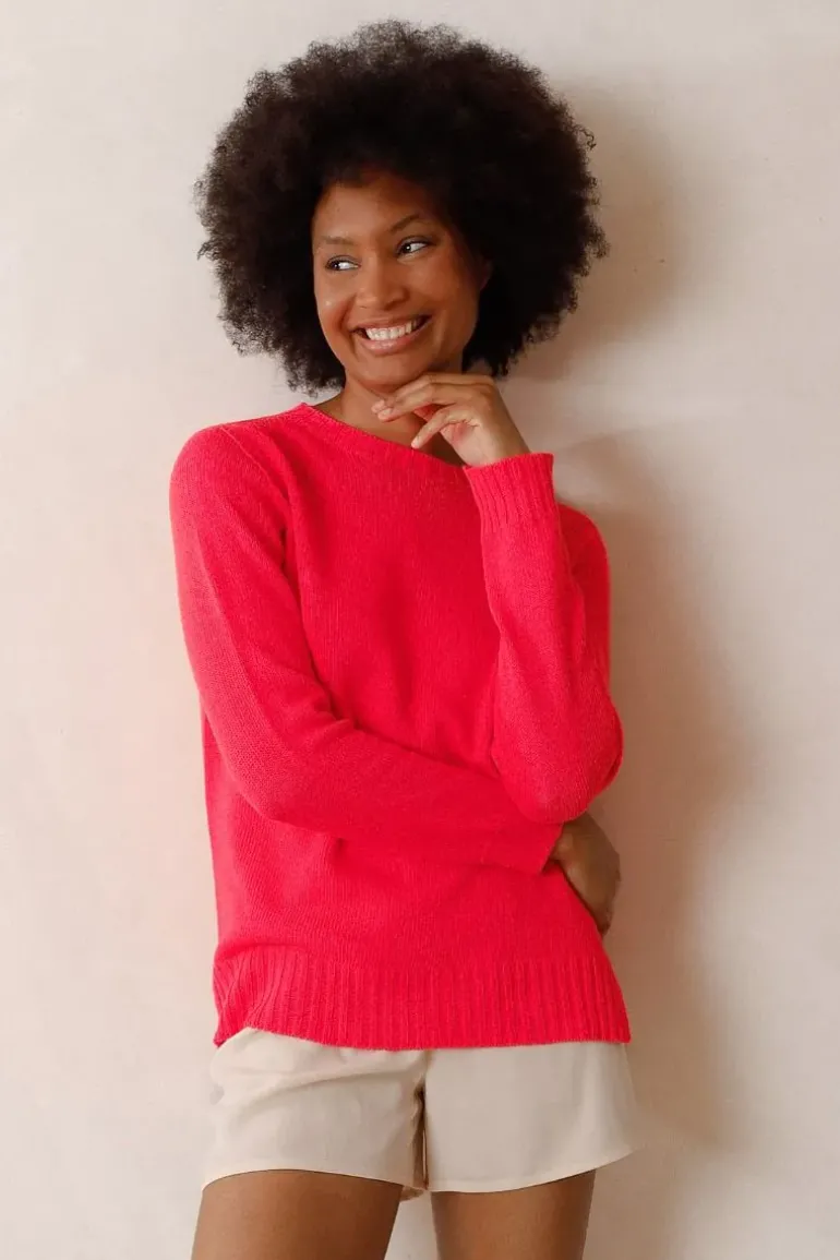 Indi & Cold Cotton Knit Sweater In Red