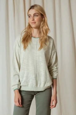 Indi & Cold Linen Contrast Knit Jumper In Mint