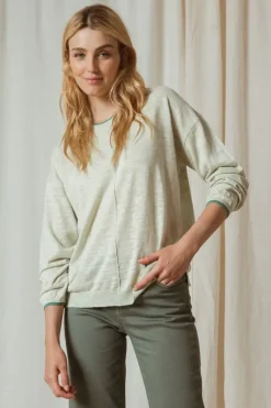 Indi & Cold Linen Contrast Knit Jumper In Mint