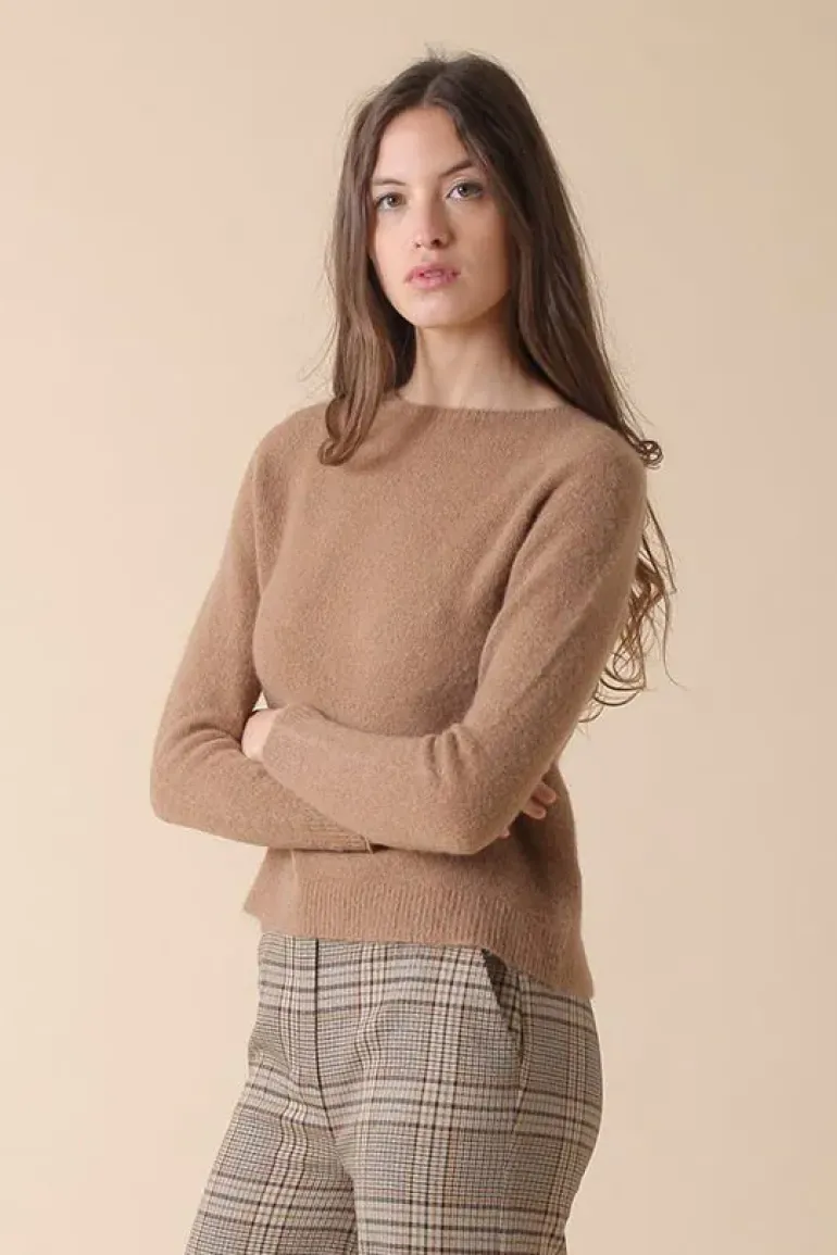 Indi & Cold Spongy Mohair Jumper In Tan