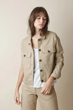 Indi & Cold Twill Cropped Jacket In Camel