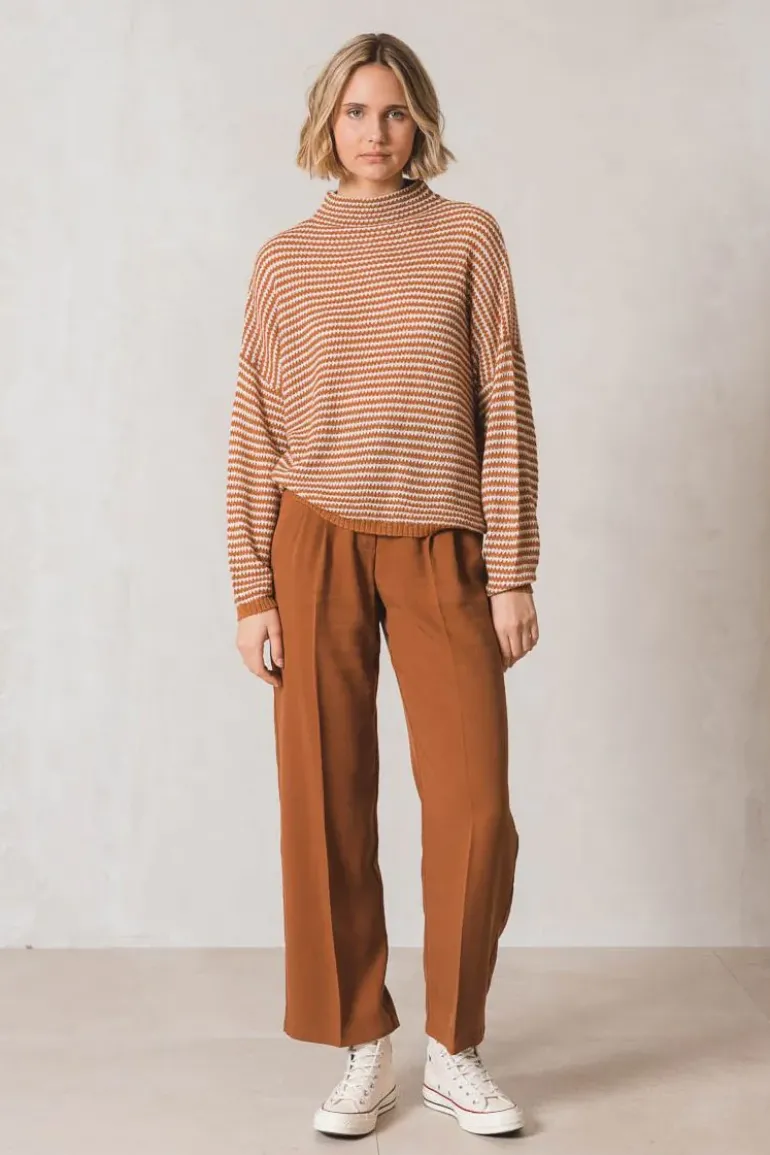 Indi And Cold Perkins Stripe Jumper In Tan