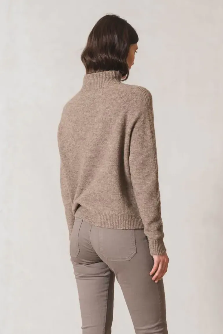Indi And Cold Raised Collar Jumper In Taupe