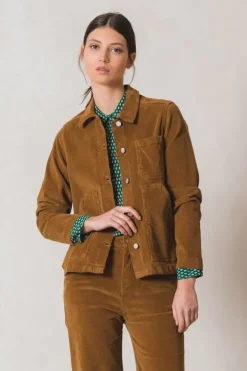 Indi And Cold Retro Micro Corduroy Jacket In Tan