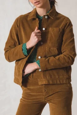 Indi And Cold Retro Micro Corduroy Jacket In Tan