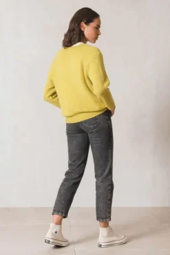 Indi And Cold V Neck Jumper In Lime