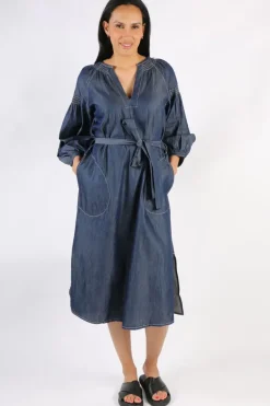Itami Sakanto Midi Kaftan Dress In Denim