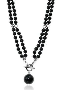 Jantan Beaded Convertible Necklace In Black