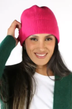 Kapeka Slouch Beanie In Hot Pink