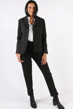 Lania Pinstripe State Blazer In Black