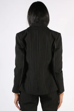 Lania Pinstripe State Blazer In Black