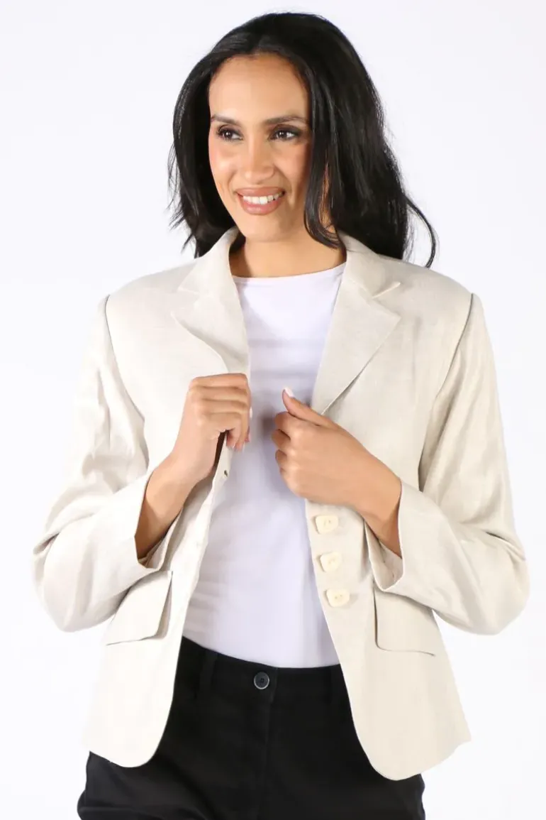 Lania Twill Linen Madison Jacket In Natural