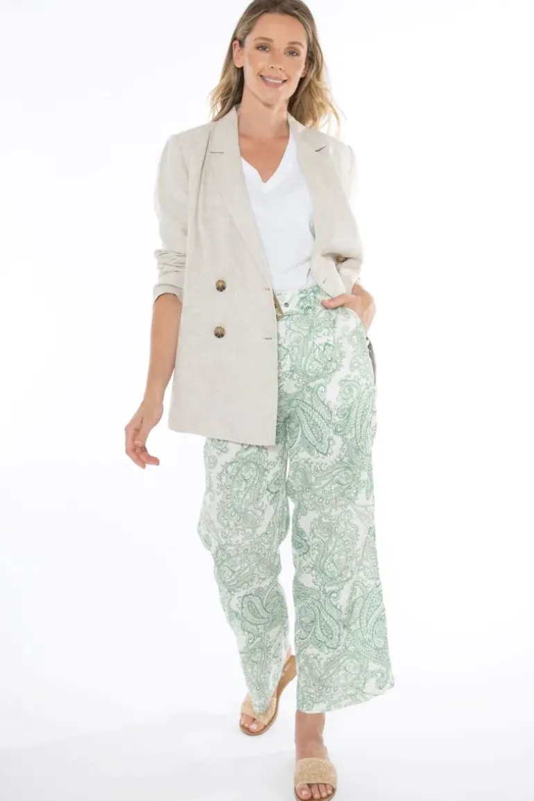 Linen Double Breasted Classic Jacket In Natural