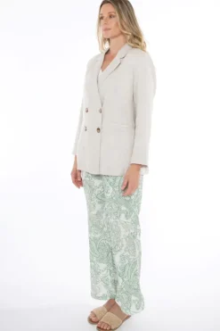 Linen Double Breasted Classic Jacket In Natural