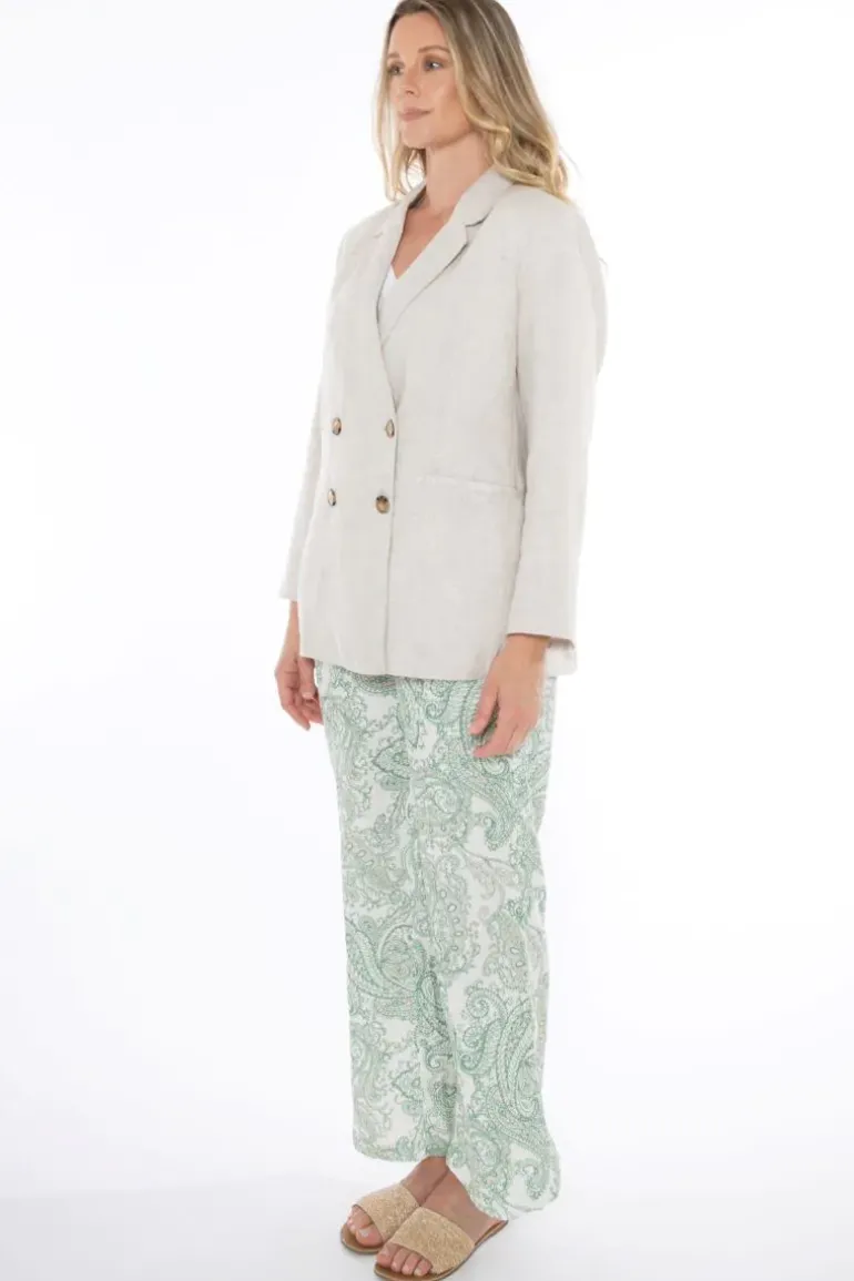 Linen Double Breasted Classic Jacket In Natural