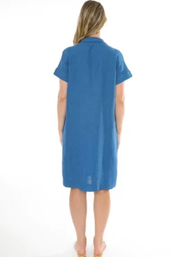 Linen Shift Dress In Sapphire By Jump