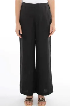 Linen Wide Leg Pant In Black By Jump